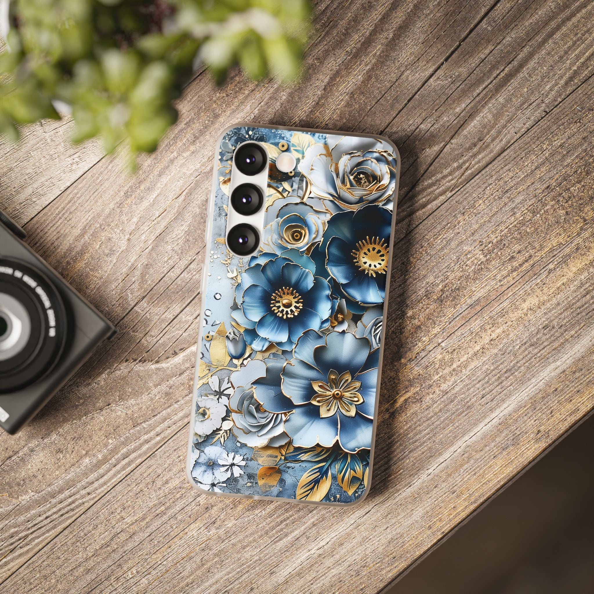Blue Blooming Flowers Flexi Case - Samsung Galaxy Case