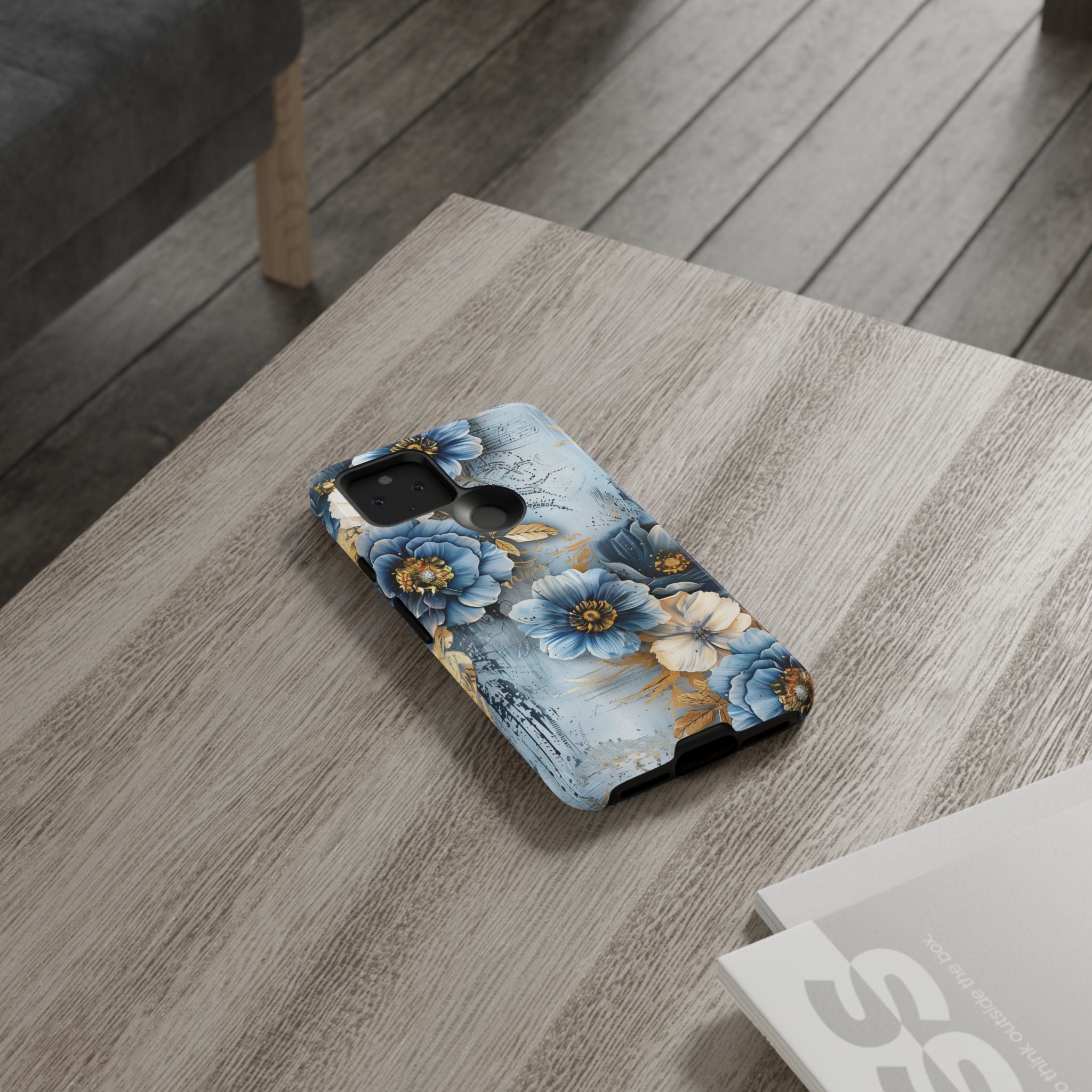 Blue & Gold Floral - Tough Guard Google Pixel Case