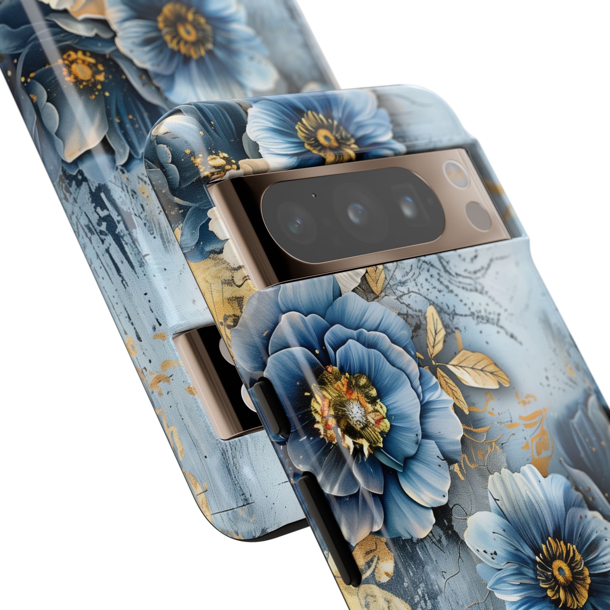 Blue & Gold Floral - Tough Guard Google Pixel Case