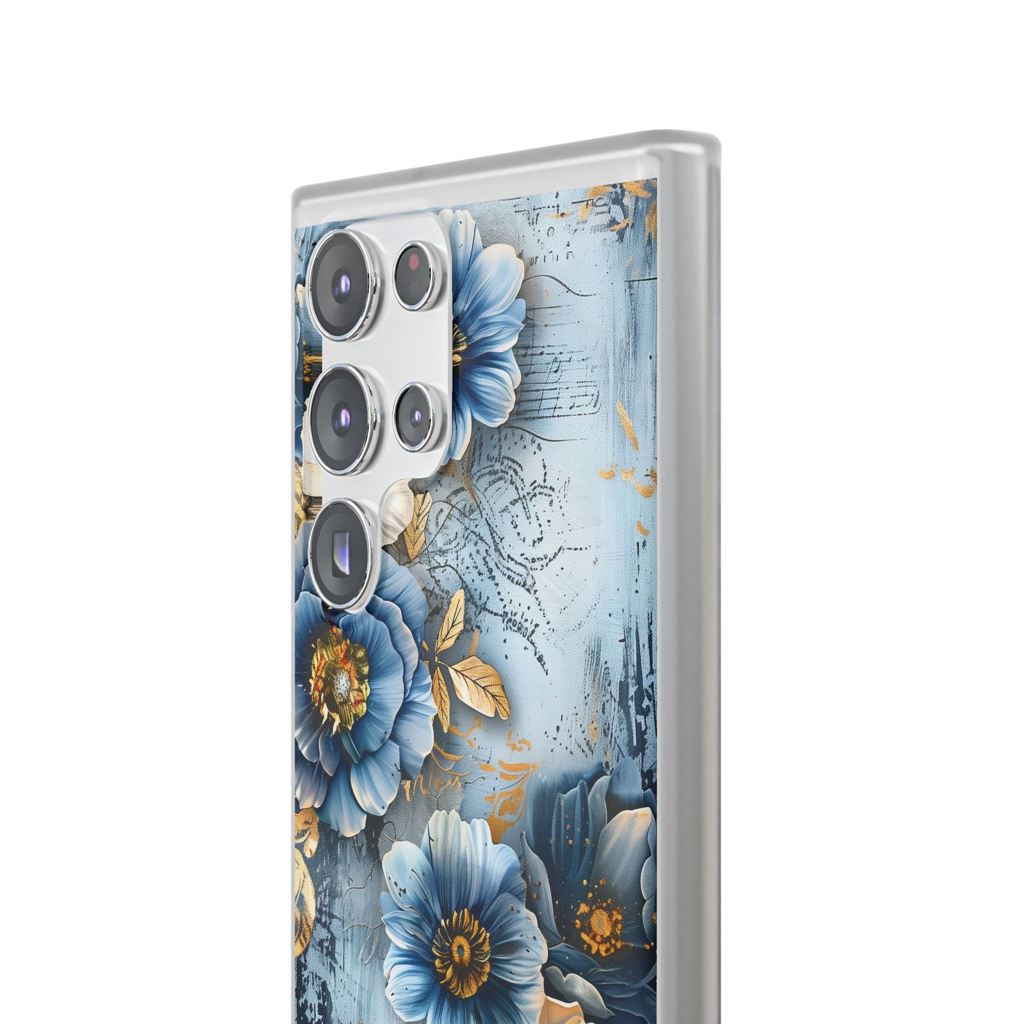 Blue & Gold Floral Flexi Case - Samsung Galaxy Case