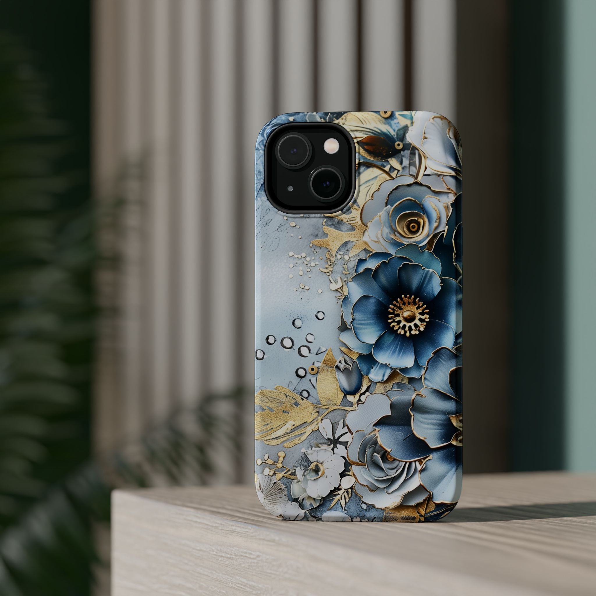Blooming Blue Floral Bouquet - Magnetic Armor Tough Case Apple iPhone Case