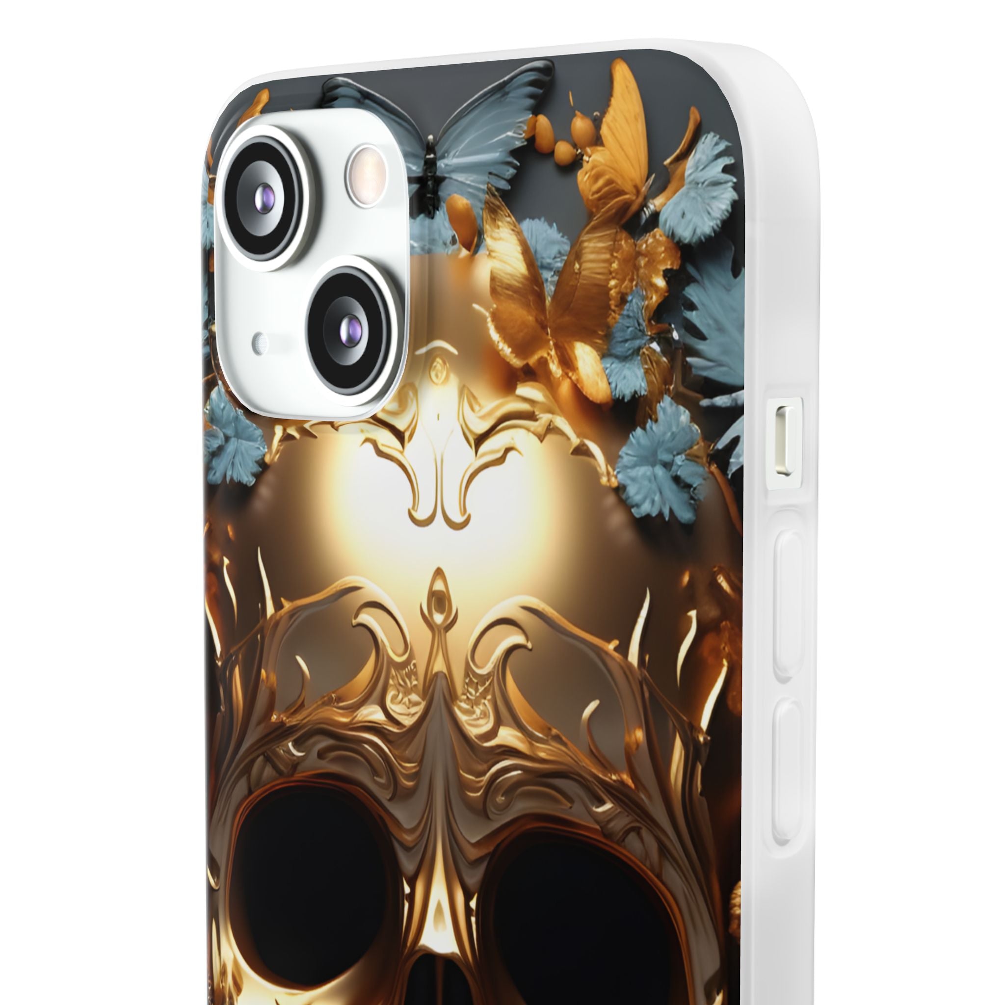 Golden Skull Floral & Butterflies Flexi Case - Apple iPhone Case