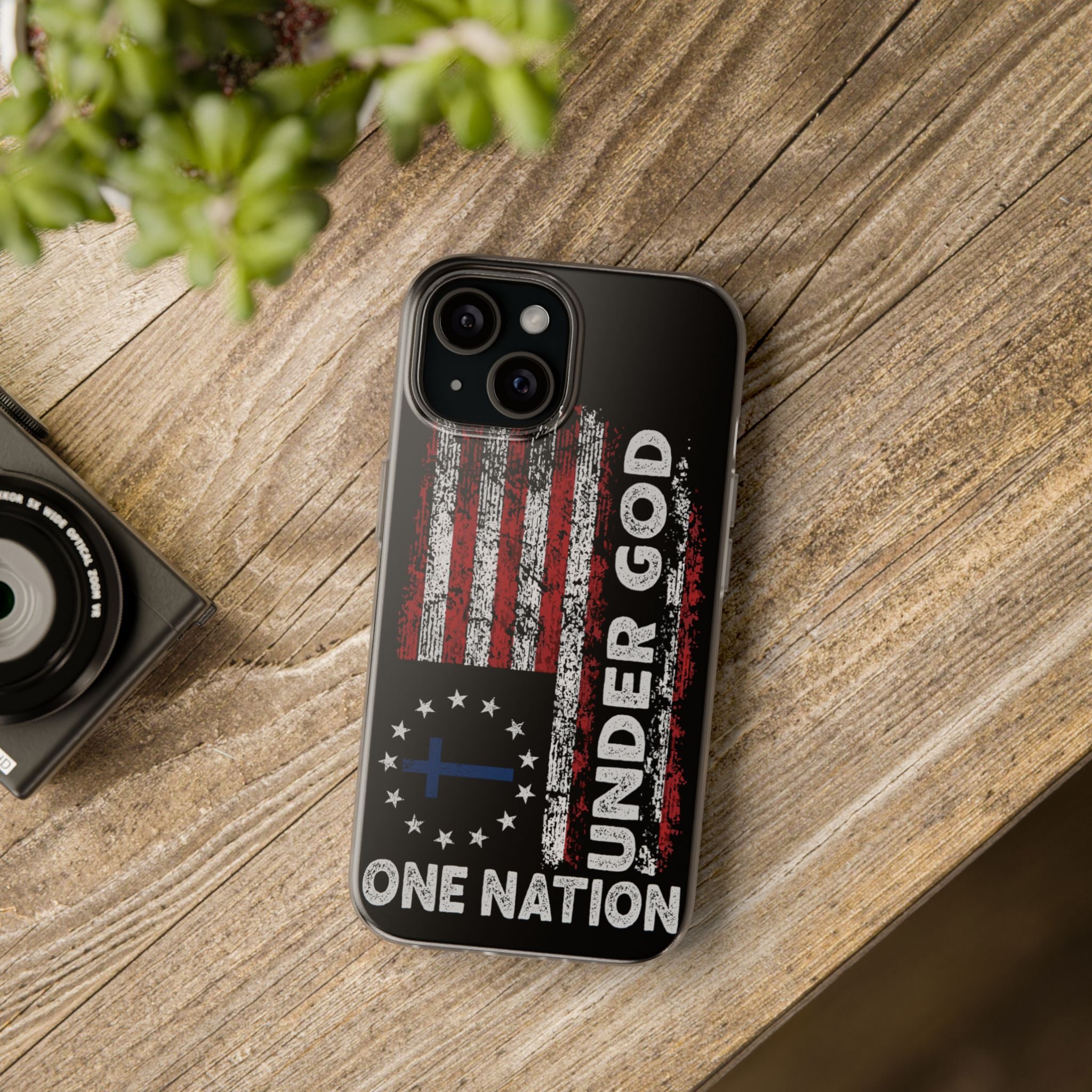 One Nation Under God American Flag - Flexi Case Apple iPhone Case