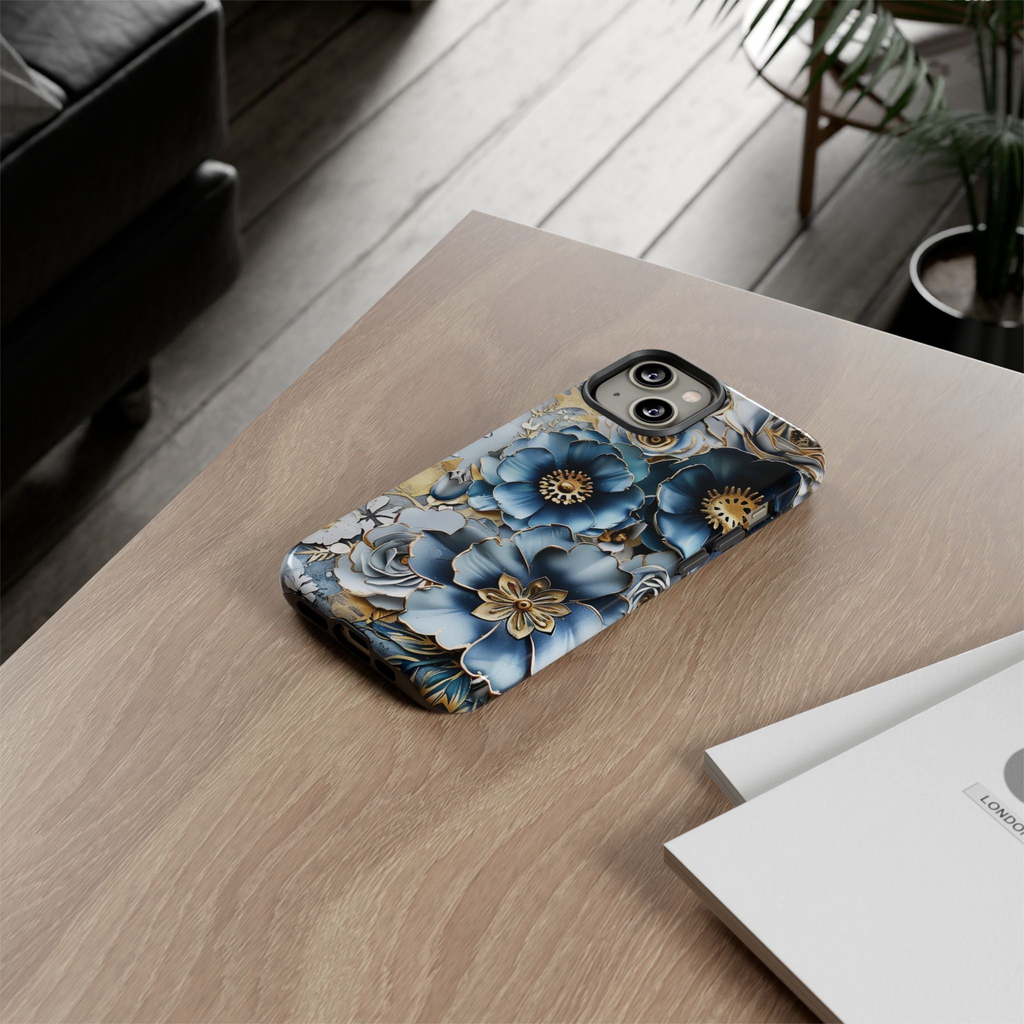 Blue Blooming Flowers - Tough Guard Apple iPhone Case