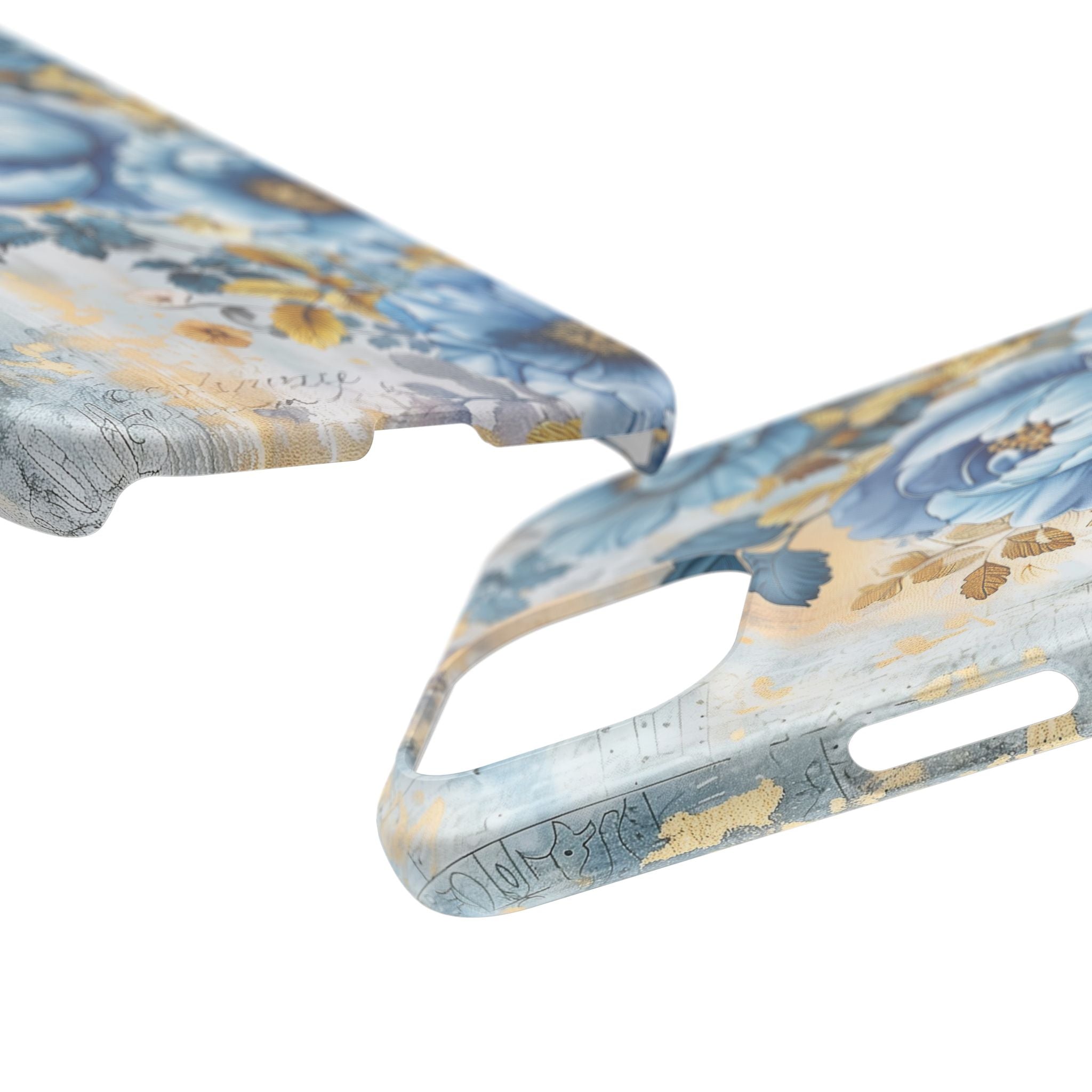 Blue & Gold Blooming Flowers - Slim Guard Apple iPhone Case