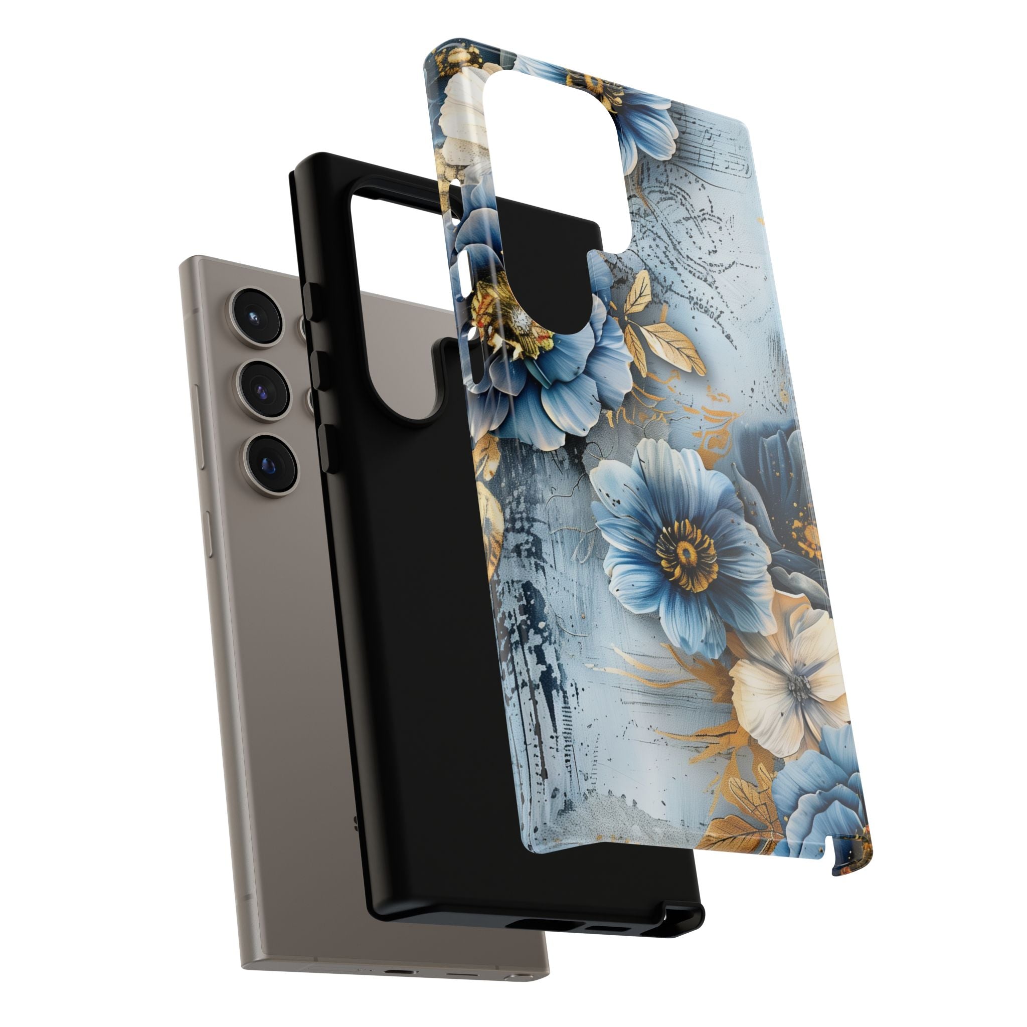 Blue & Gold Floral - Tough Guard Samsung Galaxy Case