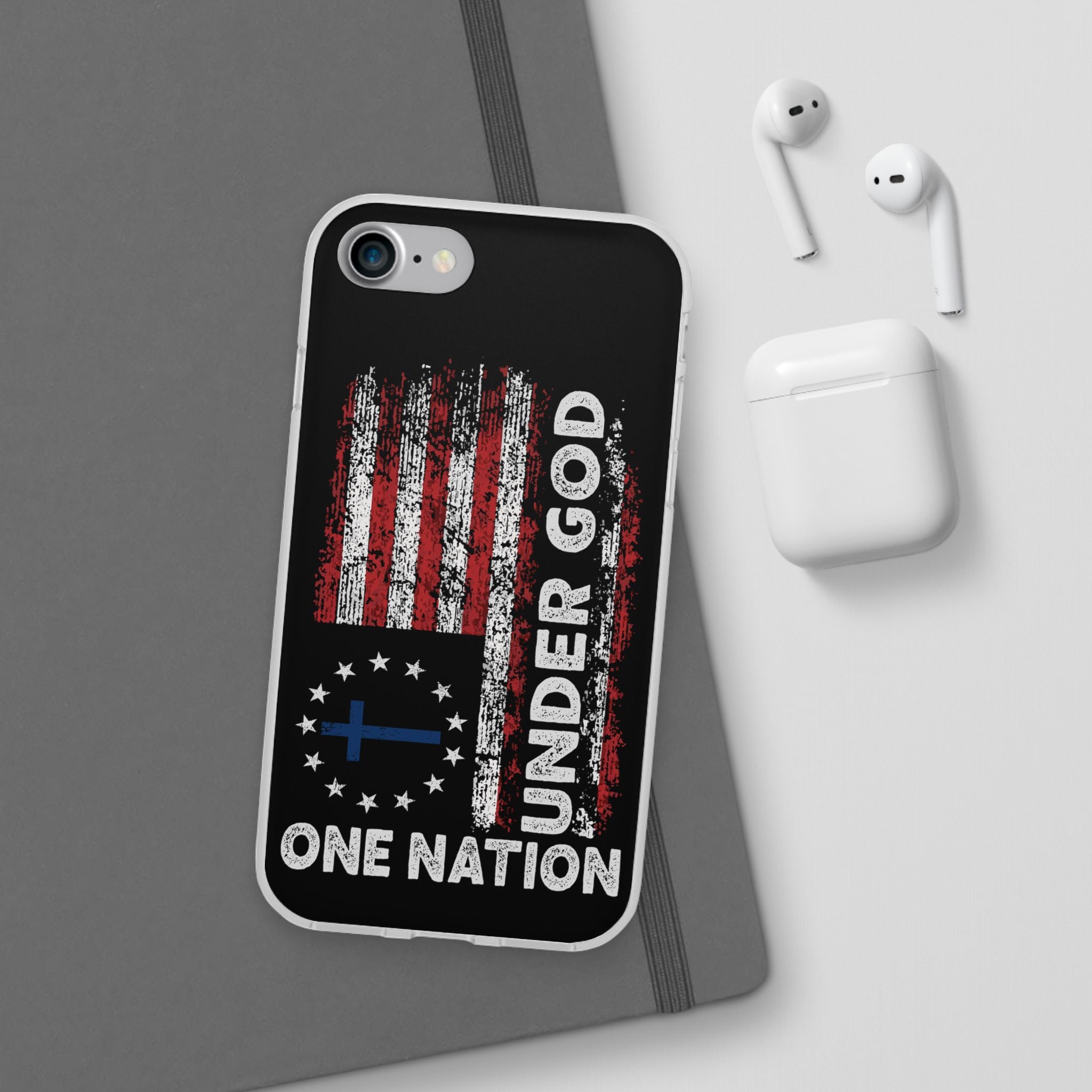 One Nation Under God American Flag - Flexi Case Apple iPhone Case