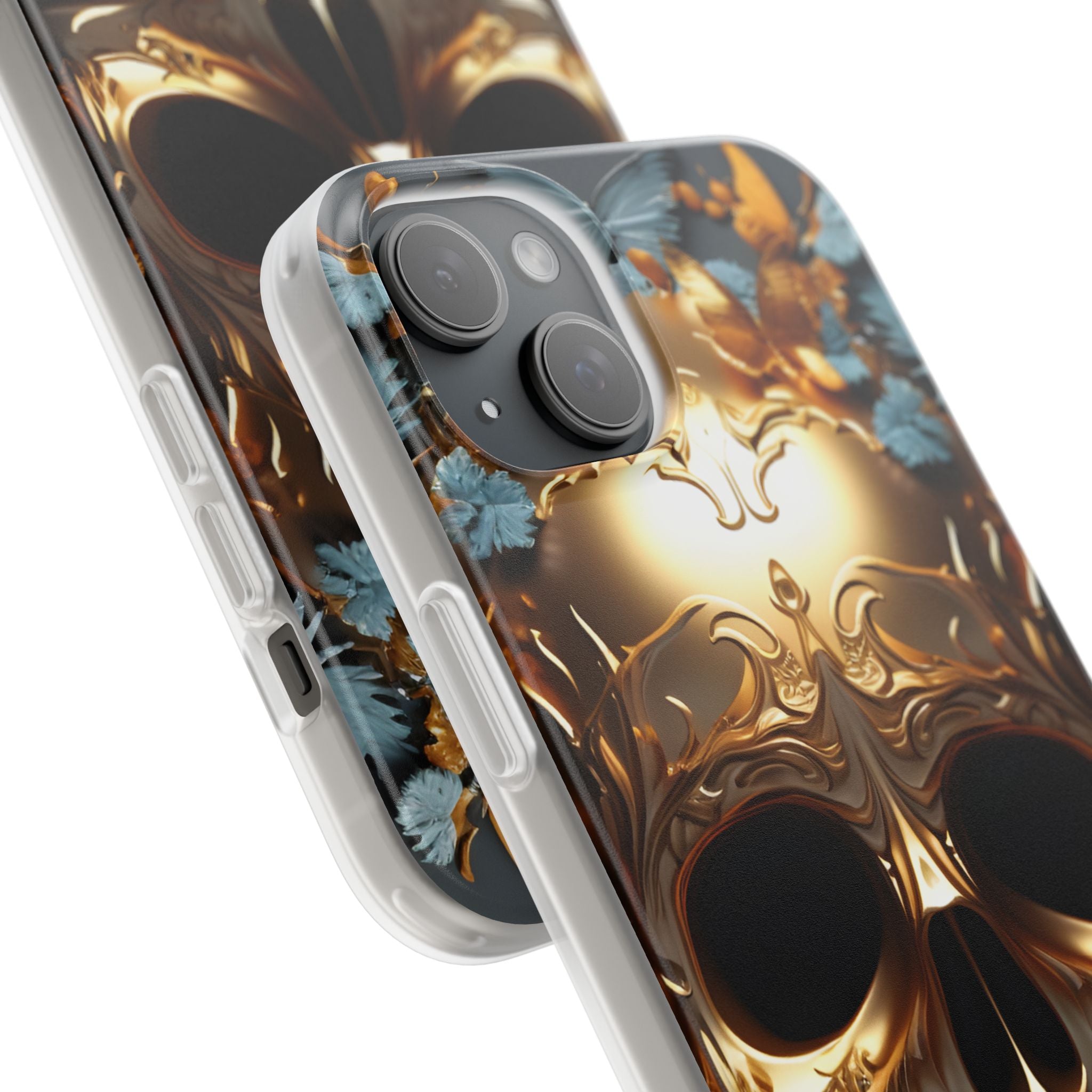 Golden Skull Floral & Butterflies Flexi Case - Apple iPhone Case
