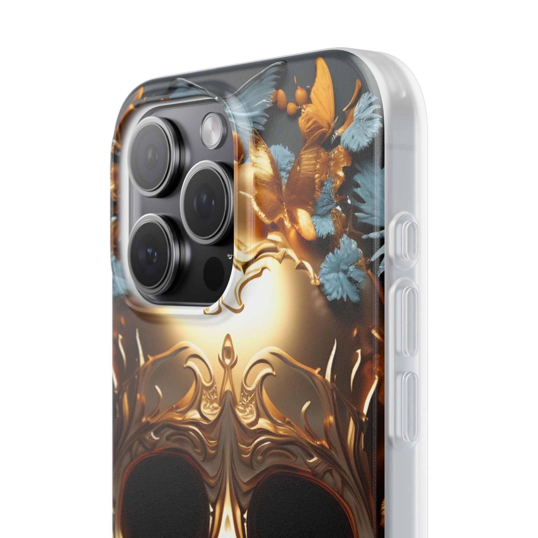 Golden Skull Floral & Butterflies Flexi Case - Apple iPhone Case