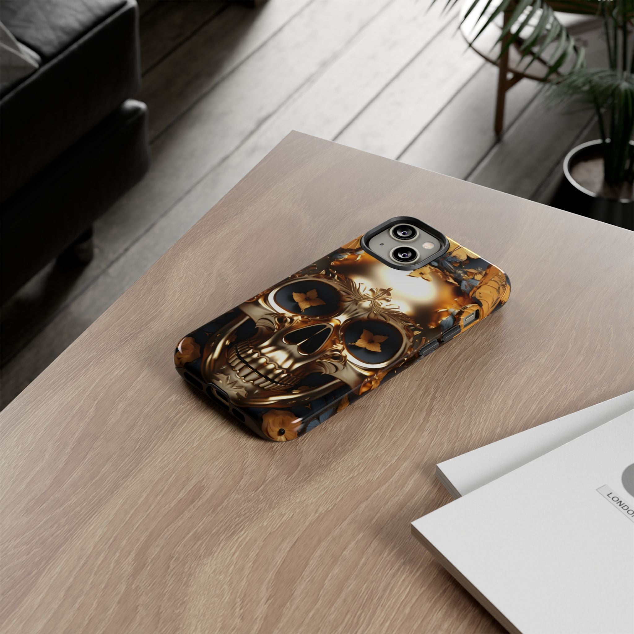 Golden Skull Floral Armor Tough Guard - Apple iPhone Case