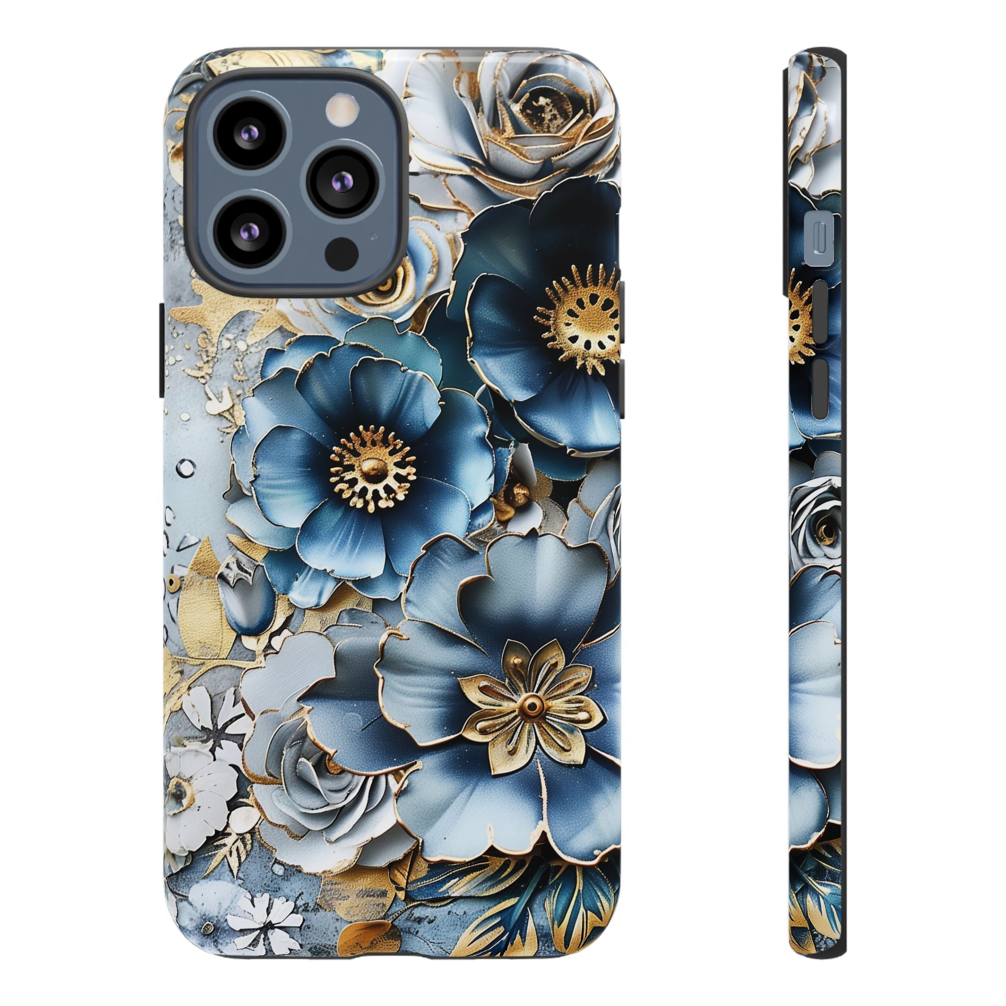 Blue Blooming Flowers - Tough Guard Apple iPhone Case
