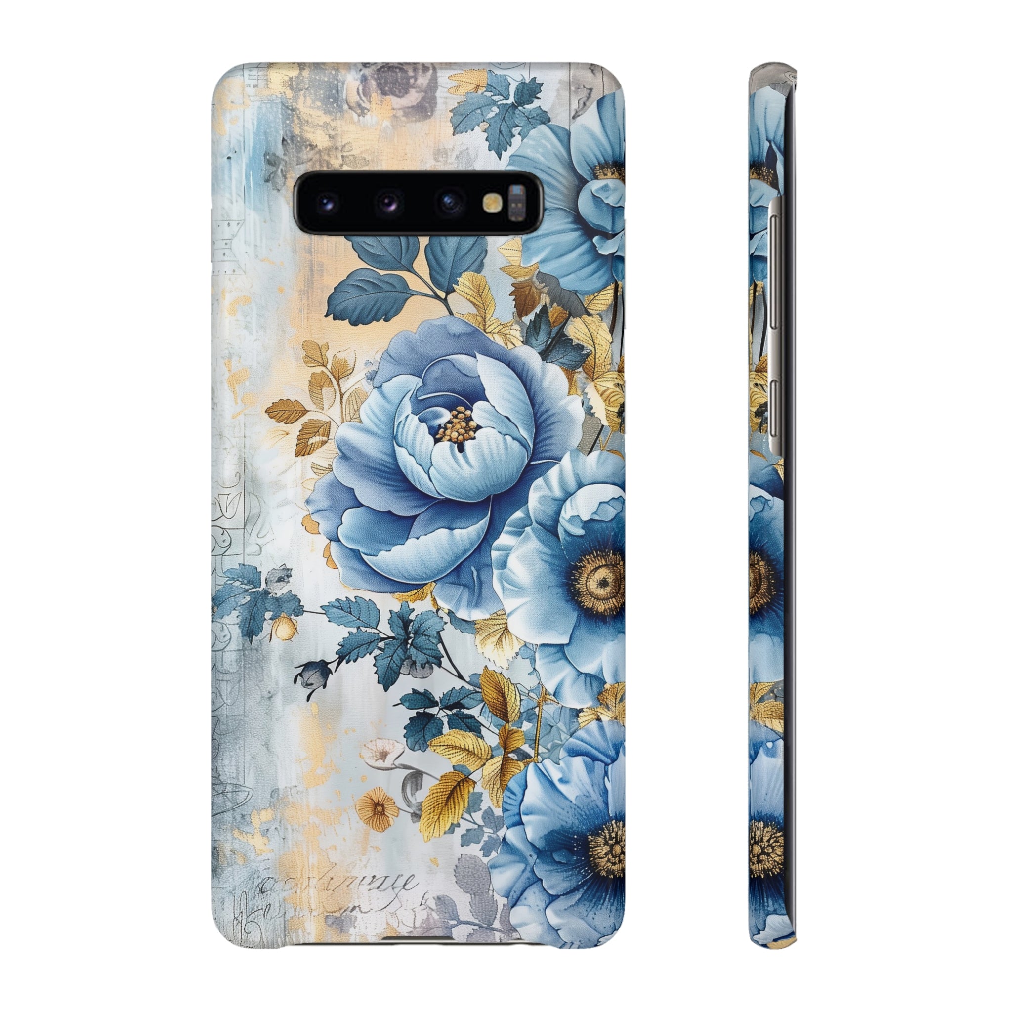 Blue & Gold Blooming Flowers Snap Case - Samsung Galaxy Case