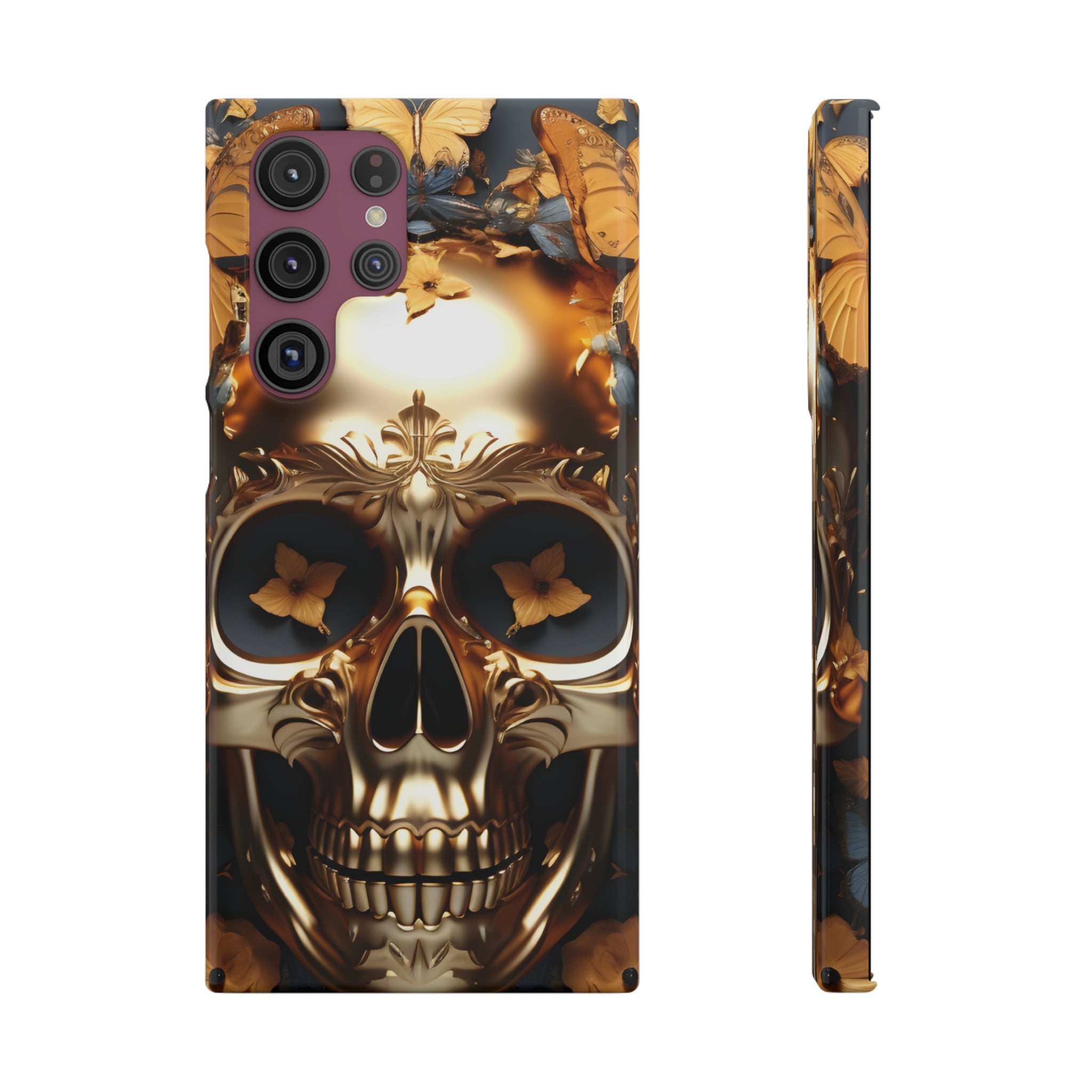 Golden Skull Floral Armor Snap Case - Samsung Galaxy Case