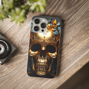 Golden Skull Floral & Butterflies Flexi Case - Apple iPhone Case