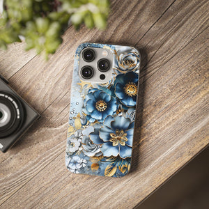 Blue Blooming Flowers Flexi Case - Apple iPhone Case