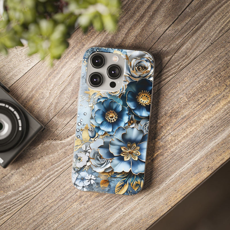 Blue Blooming Flowers Flexi Case - Apple iPhone Case