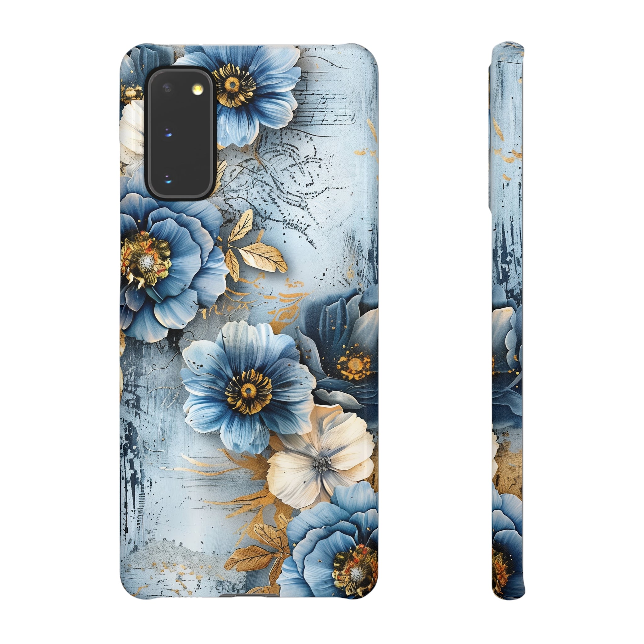 Blue & Gold Floral Snap Case - Samsung Galaxy Case