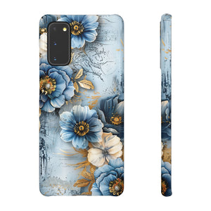 Blue & Gold Floral Snap Case - Samsung Galaxy Case