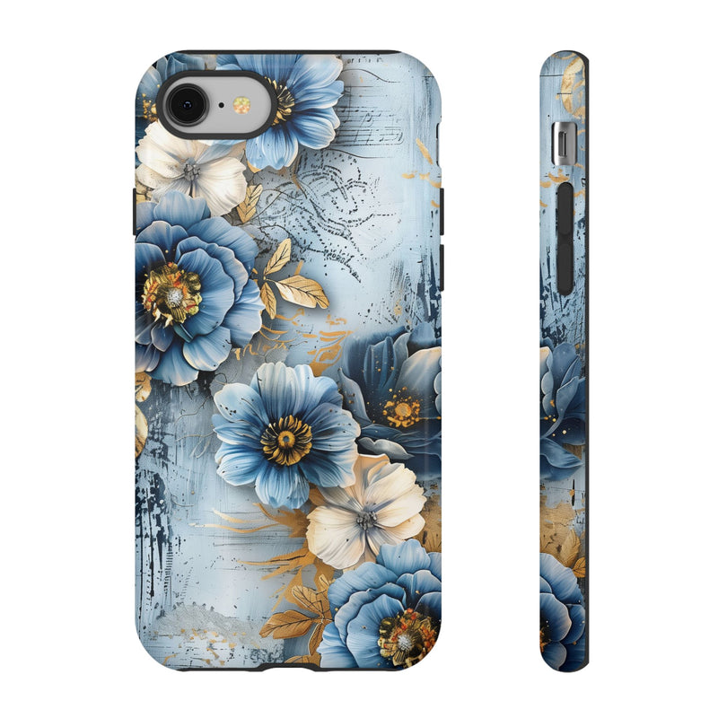 Blue & Gold Floral - Tough Guard Apple iPhone Case