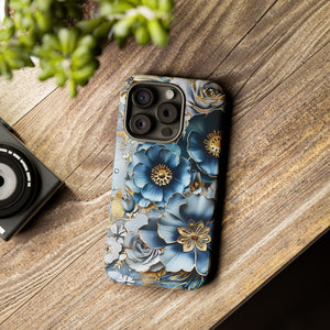 Blue Blooming Flowers - Tough Guard Apple iPhone Case
