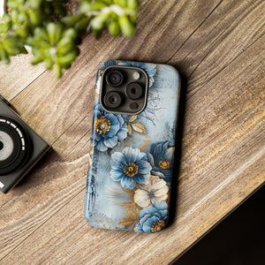 Blue & Gold Floral - Tough Guard Apple iPhone Case