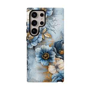 Blue & Gold Floral - Tough Guard Samsung Galaxy Case