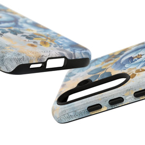 Blue & Gold Blooming Flowers - Tough Guard Samsung Galaxy Case