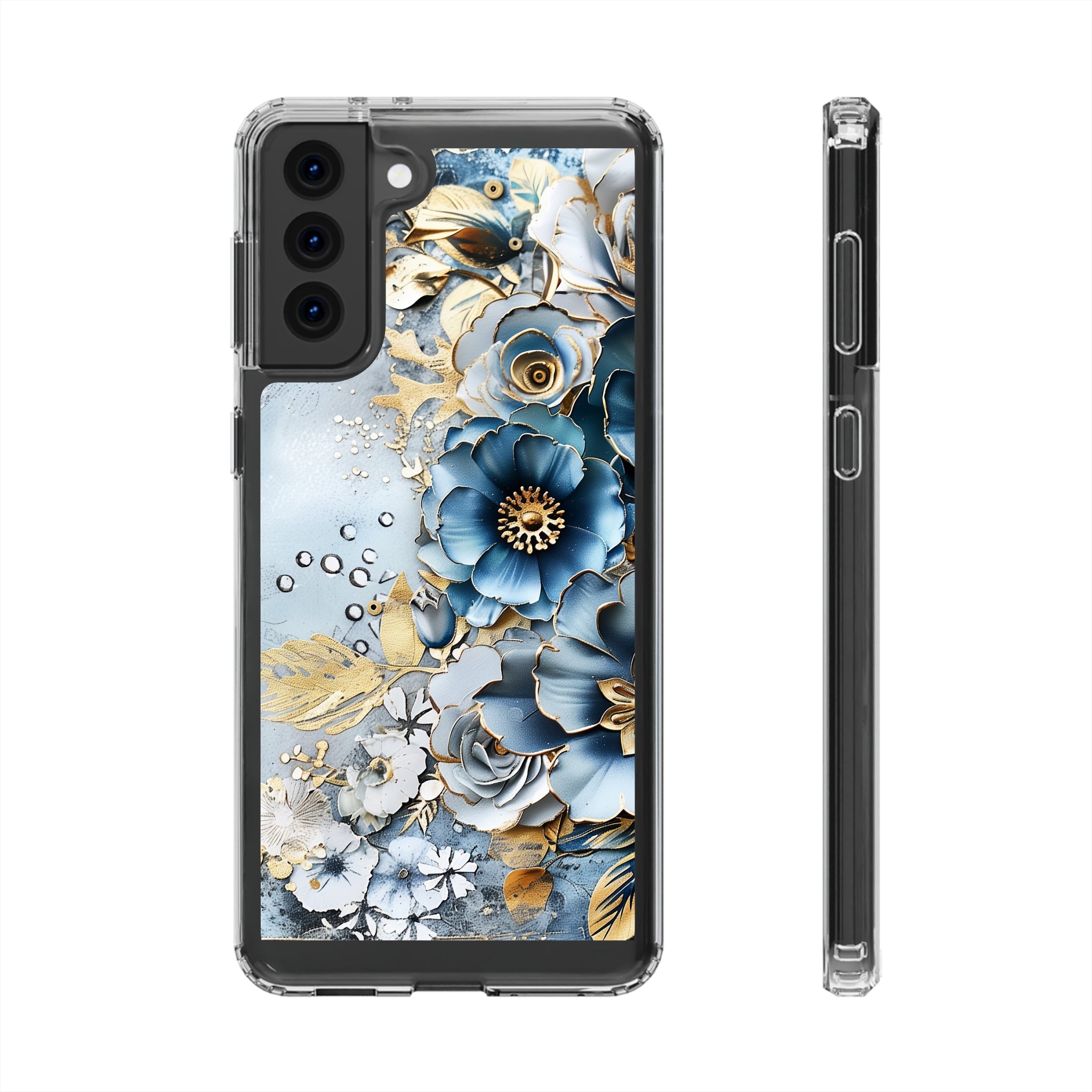 Blooming Blue Floral Bouquet - Crystal Guard Durable Samsung Galaxy Case