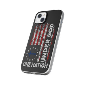 One Nation Under God American Flag - Flexi Case Apple iPhone Case