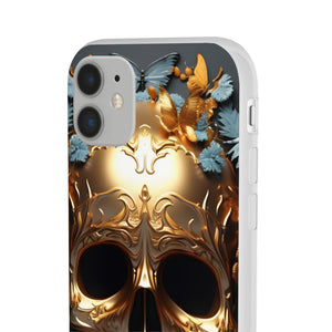 Golden Skull Floral & Butterflies Flexi Case - Apple iPhone Case