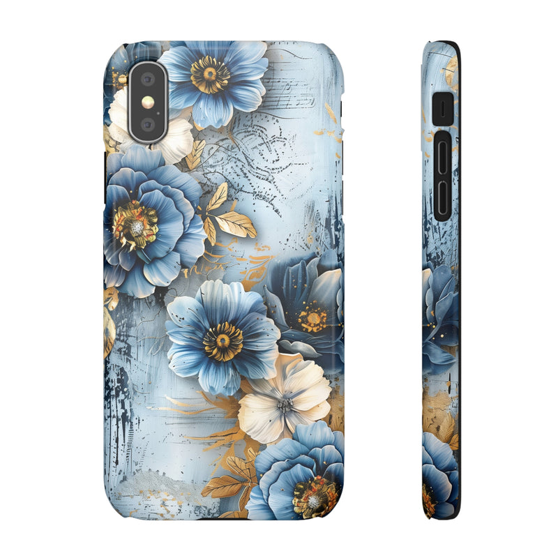 Blue & Gold Floral Snap Case - Apple iPhone Case