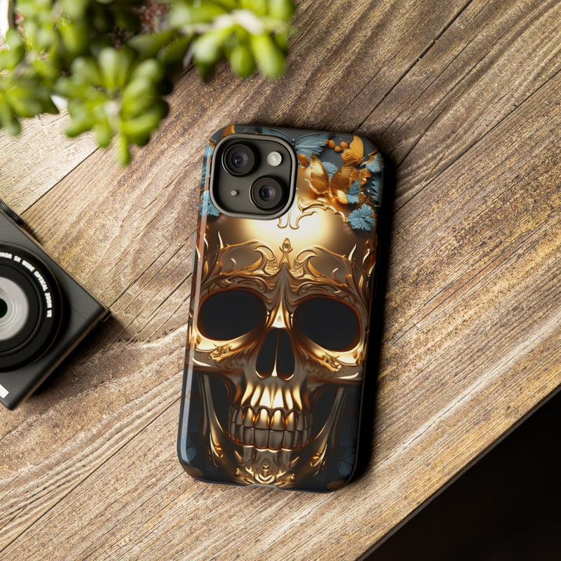 Golden Skull Floral Armor - Tough Guard Apple iPhone Case