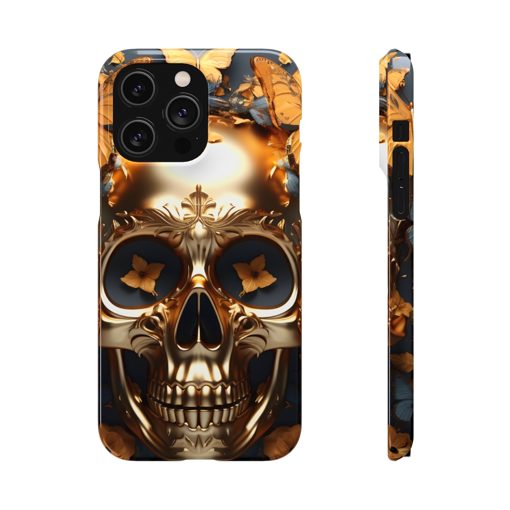 Golden Skull Floral Armor Snap Case - Apple iPhone Case