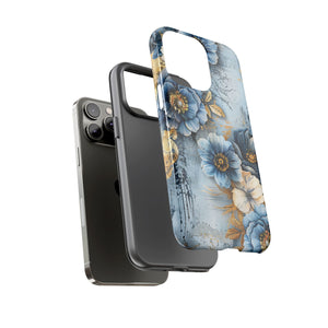 Blue & Gold Floral - Tough Guard Apple iPhone Case