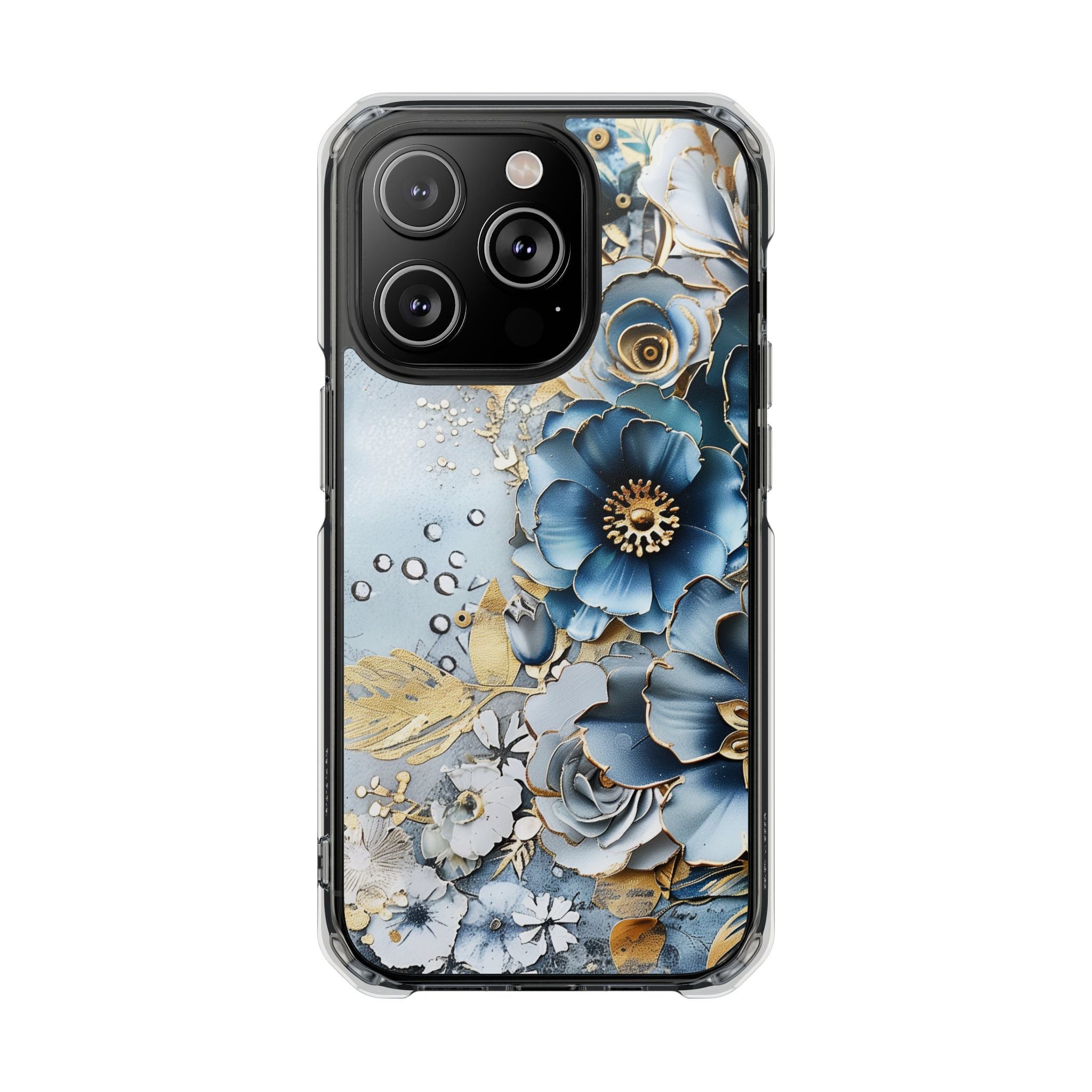 Blooming Blue Floral Bouquet - Magnetic Crystal Guard Apple iPhone Case