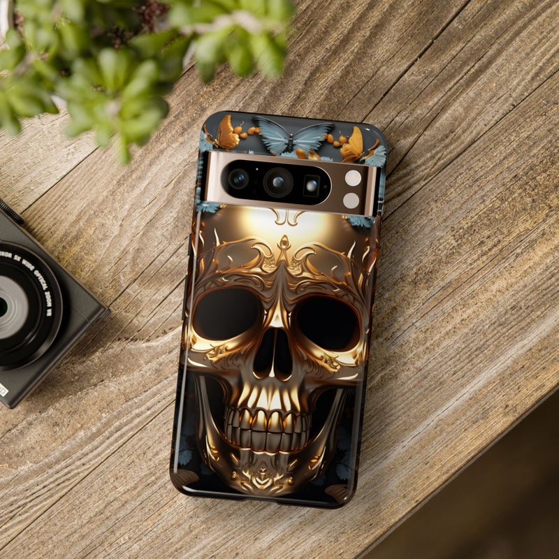 Golden Skull Floral & Butterflies Armor - Tough Guard Google Pixel Case