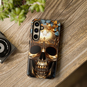 Golden Skull Floral & Butterflies Armor - Tough Guard Samsung Galaxy Case