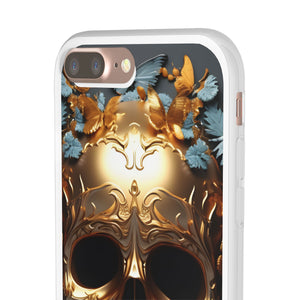 Golden Skull Floral & Butterflies Flexi Case - Apple iPhone Case