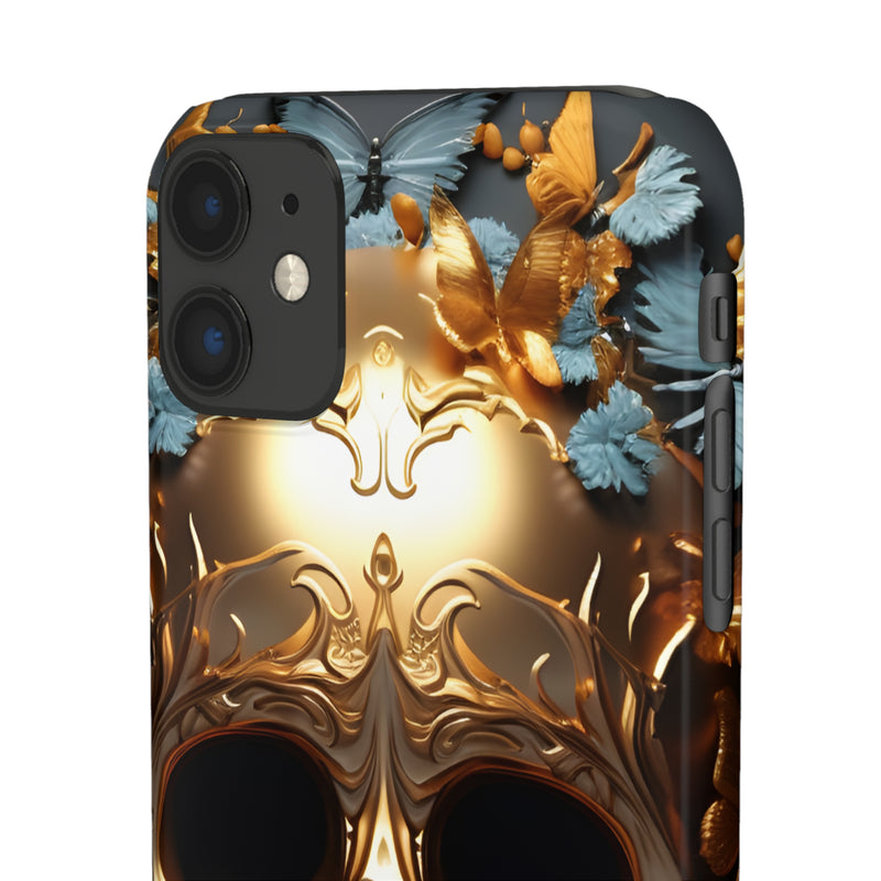 Golden Skull Floral & Butterflies Snap Case - Apple iPhone Case