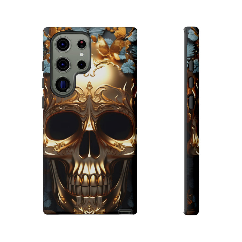 Golden Skull Floral & Butterflies Armor - Tough Guard Samsung Galaxy Case