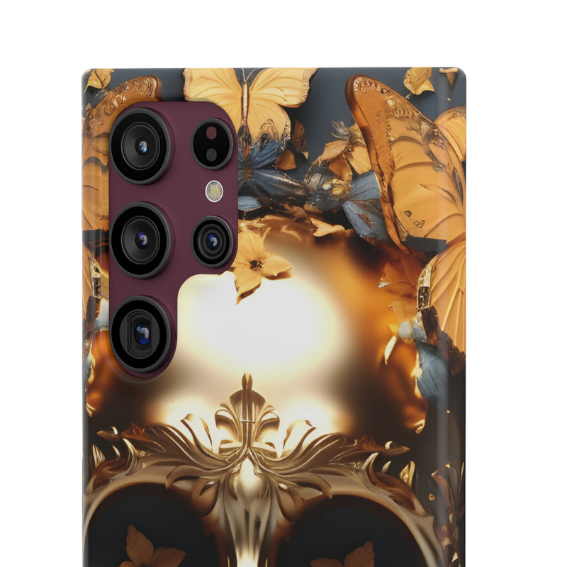 Golden Skull Floral Armor Snap Case - Samsung Galaxy Case