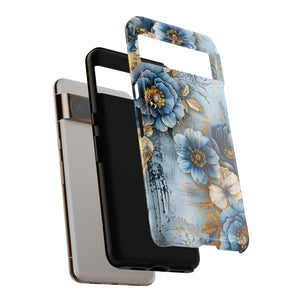 Blue & Gold Floral - Tough Guard Google Pixel Case