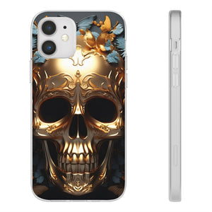 Golden Skull Floral & Butterflies Flexi Case - Apple iPhone Case