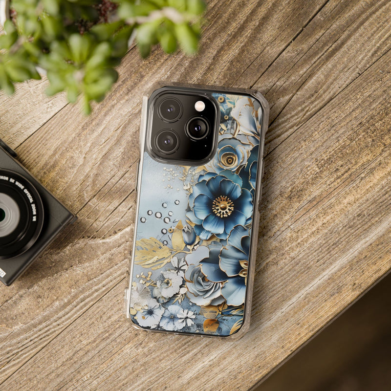 Blooming Blue Floral Bouquet - Magnetic Crystal Guard Apple iPhone Case