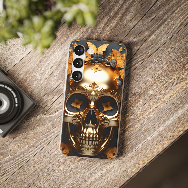 Golden Skull Floral Armor Flexi Case - Samsung Galaxy Case