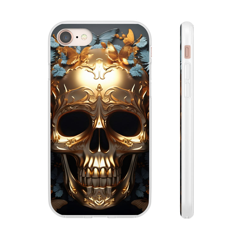 Golden Skull Floral & Butterflies Flexi Case - Apple iPhone Case
