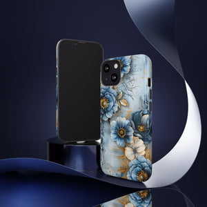 Blue & Gold Floral - Tough Guard Apple iPhone Case