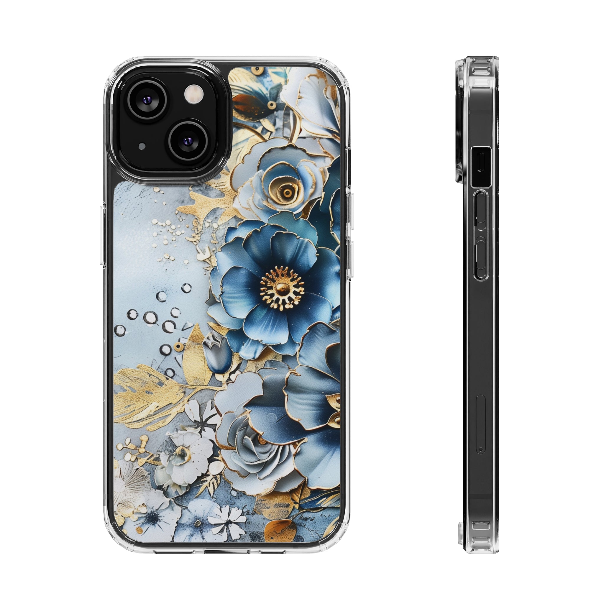 Blooming Blue Floral Bouquet - Crystal Guard Durable Apple iPhone Case