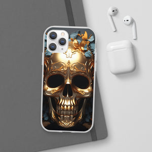 Golden Skull Floral & Butterflies Flexi Case - Apple iPhone Case