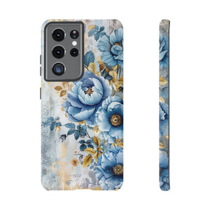 Blue & Gold Blooming Flowers - Tough Guard Samsung Galaxy Case